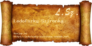 Ledofszky Szironka névjegykártya